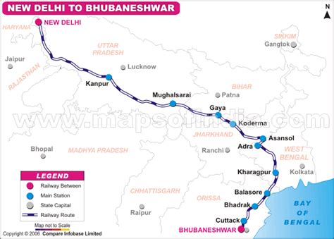 22824/Rajdhani Route Map from New Delhi to Bhubaneshwar