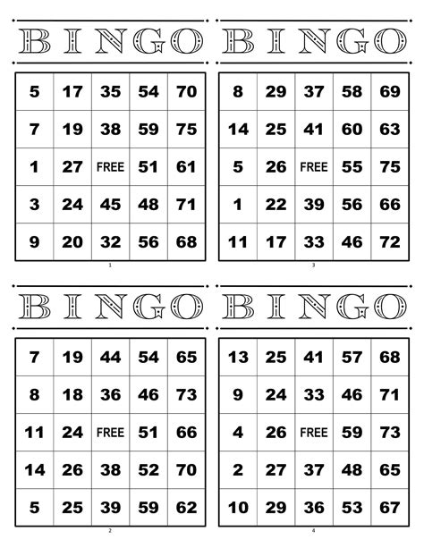 1000 Bingo Cards Pdf Download, 4 per Page, Instant Printable Fun Party Game, Black - Etsy | Free ...