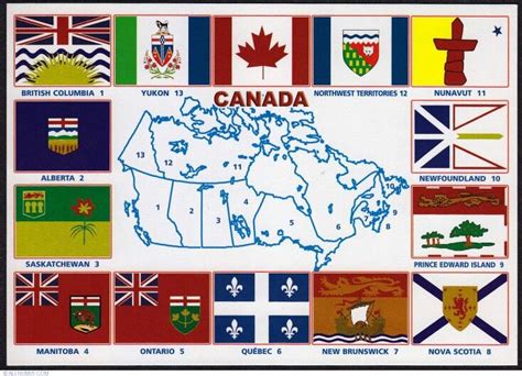 Provinces and territories of Canada, their flags and Canadian flag. | Canada map, Historical ...