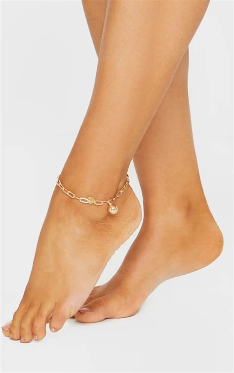 Gold Link Ball Chain Anklet | Accessories | PrettyLittleThing