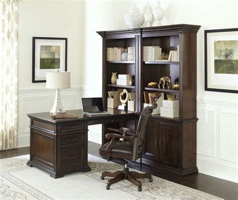 Grand Classic Peninsula Desk with Bookcases Partner Desk Computer Home Office Furniture