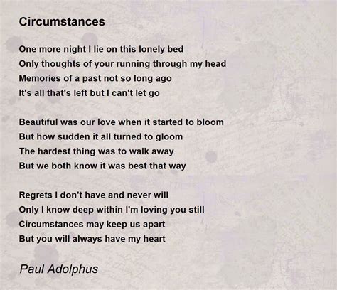 Circumstances Poem by Paul Adolphus - Poem Hunter