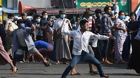 Myanmar: Rival protest groups clash as pressure grows to resolve crisis ...