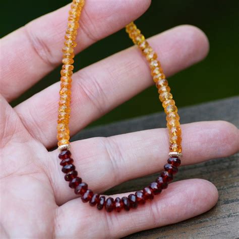 Natural Orange Hessonite Garnet Bracelet Solid 14K Gold - Etsy