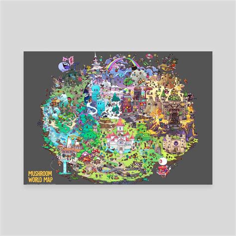 Mushroom Kingdom World Map, an art canvas by Victor Lhuillier - INPRNT