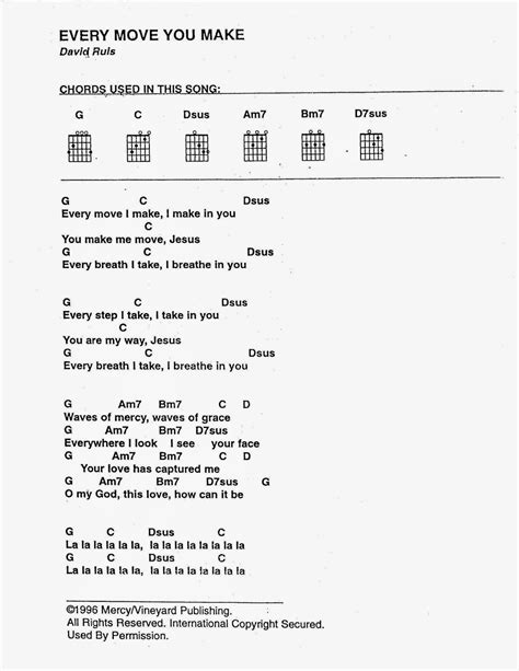 Worship Lead Sheets: Every Move You Make - David Ruis