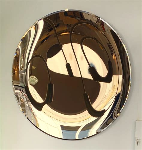 Contemporary Gold Bronze Concave Curve Mirror, Italy