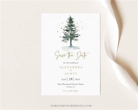 Winter Save the Date Template Editable Wedding Invitation | Etsy