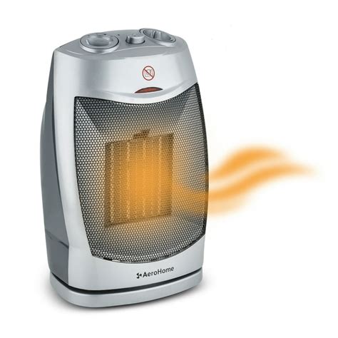 AeroHome 1500W Personal Electric Ceramic Oscillating Space Heater With Adjustable Thermostat ...