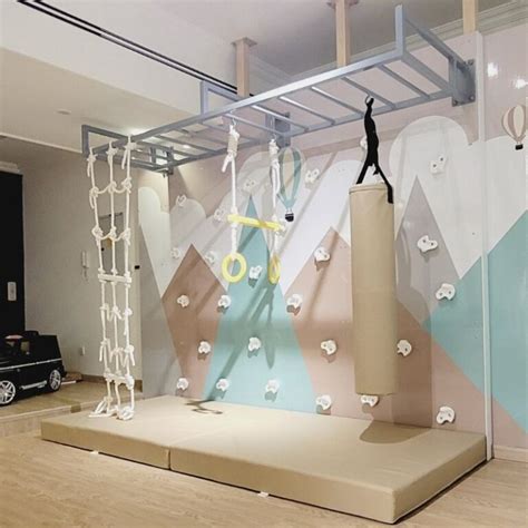 Buy Climbing Wall With Mountain Graphic & Monkey Bars - 2 Panel at Moon Kids Home