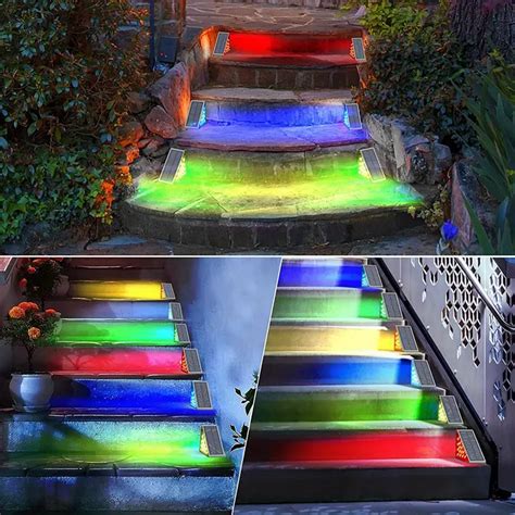Solar Led Stair Lights Waterproof Warm White Perfect For Outdoor Yard Patio Garden Walkways ...