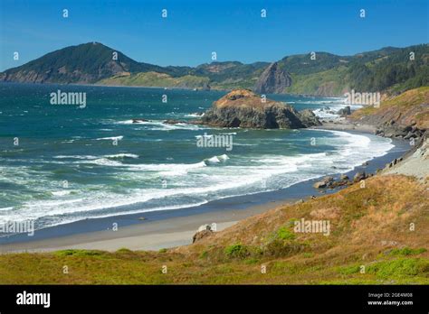 Humbug Mountain view at Frankport Beach from Oregon Coast Trail, Sisters Rock State Park, Oregon ...