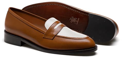 Penny Loafers in brown & white leather