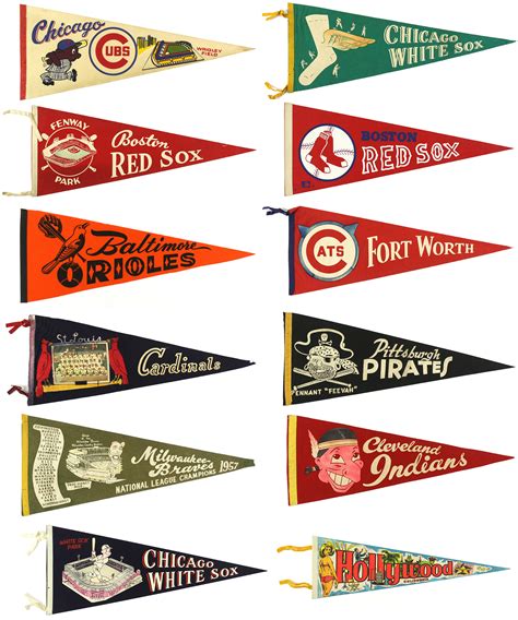 Lot Detail - Vintage 29” Major League and Minor League Baseball Team Pennants Including the ...