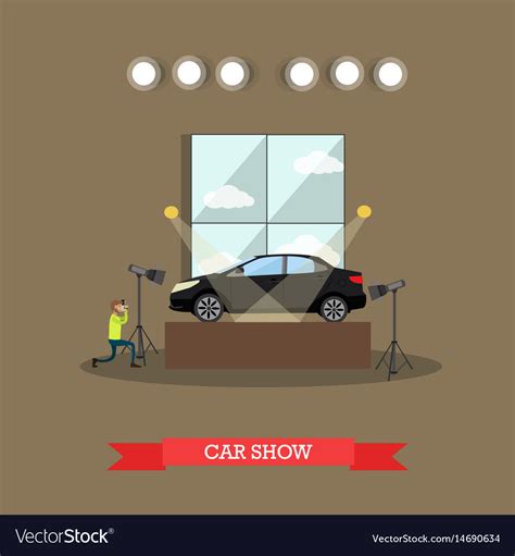 Car show concept in flat style Royalty Free Vector Image