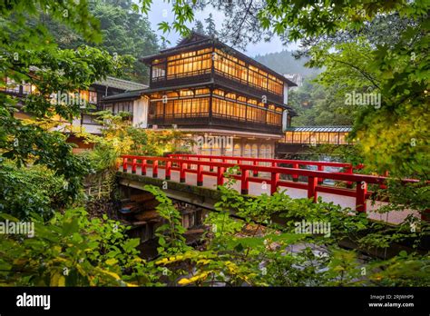 Shima Onsen, Gunma, Japan traditional architecture at dusk Stock Photo - Alamy