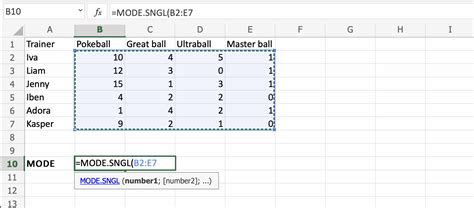 Excel MODE Function