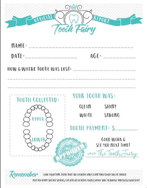 Tooth Fairy Printable Certificate