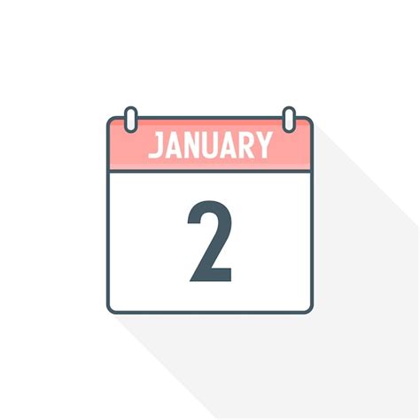 Premium Vector | 2nd january calendar icon january 2 calendar date month icon vector illustrator