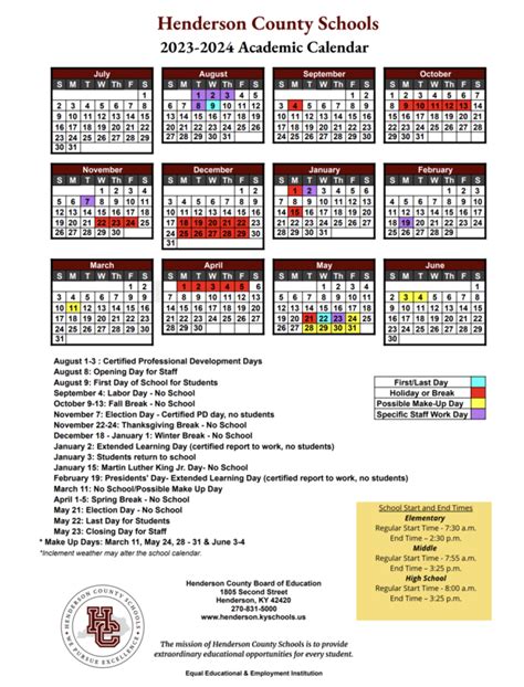 2023-2024 Academic Calendar | Henderson County Schools