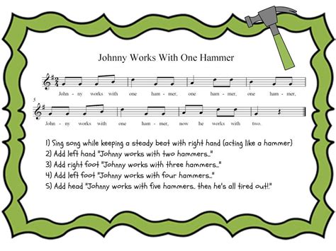 Preparing Steady Beat: Johnny Works With One Hammer | Steady beat, Music lesson plans ...