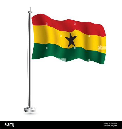 Ghana Flag. Isolated Realistic Wave Flag of Ghana Country on Flagpole. Vector Illustration Stock ...