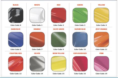 Honda car color chart