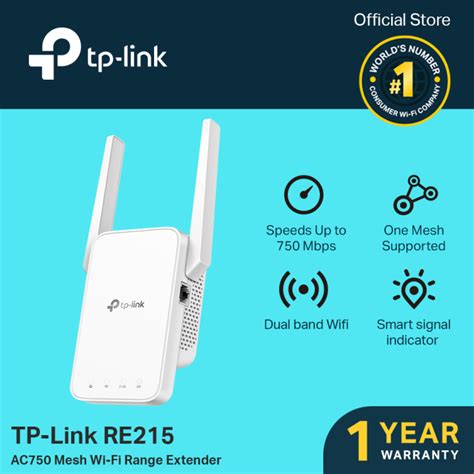 TP-Link RE215 AC750 OneMesh Dual Band Wi-Fi Range Extender WiFi Repeater WiFi Booster WiFi ...