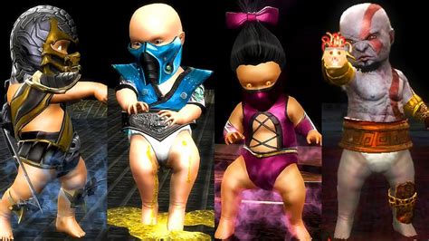 Mortal Kombat ALL BABALITIES - God of War Kratos, Mileena, Rain ...