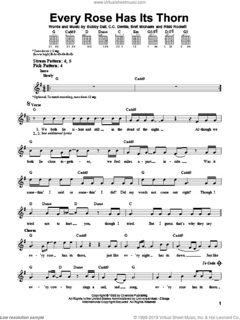 Poison - Every Rose Has Its Thorn for guitar solo (chords) interactive sheet music