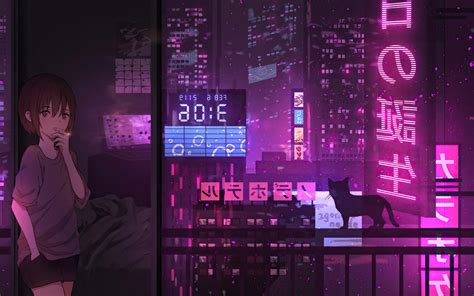 1920x1200 Anime Girl City Night Neon Cyberpunk 4k 1080P Resolution ,HD ...