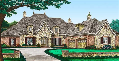 Luxury French Country House Plan with Four Car Garage - 48536FM | Architectural Designs - House ...