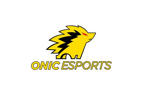 the logo for onic esportss is yellow and black with an orange outline