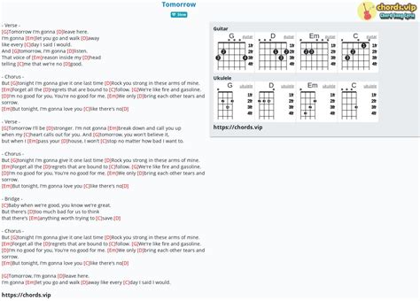 Hợp âm: Tomorrow - cảm âm, tab guitar, ukulele - lời bài hát | chords.vip