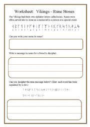 Viking Runes Worksheet - ESL worksheet by meryn21