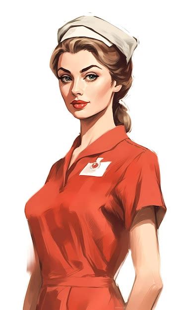 Premium AI Image | A lady nurse with red hair and red lipstick