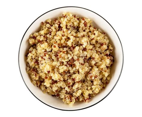 Boiled Quinoa in Glass Bowl Isolated on White. Top View Stock Image ...