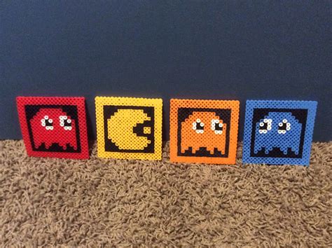 Pac Man Pixel Coasters or Magnets, Perler Beads, Pixel Art, Hama Beads, Sprite Beads, Pacman ...