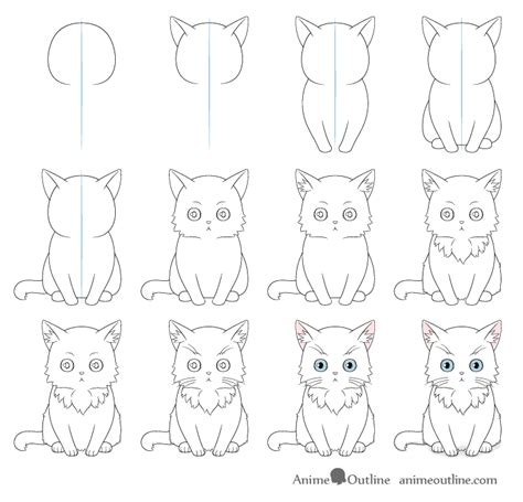 How to Draw an Anime Cat Step by Step - AnimeOutline