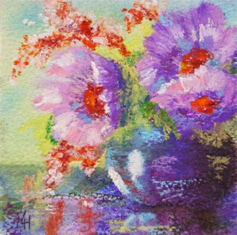 Marion's Floral Art Blog: Flower Posy oil pastel painting