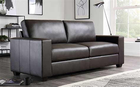 Mission Brown Leather 3 Seater Sofa | Furniture And Choice