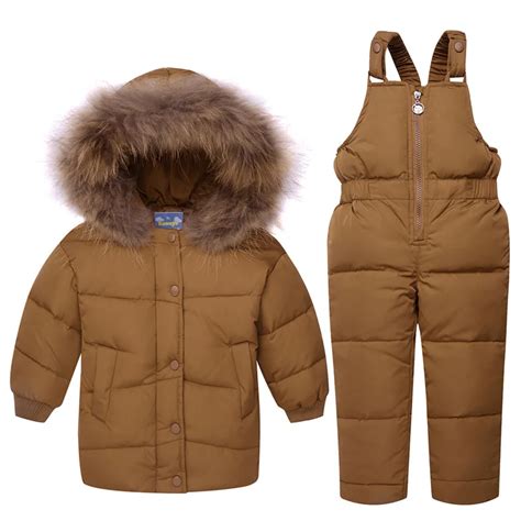 Winter Infant Boy Clothes Set 1 3Y Baby Solid Feather Down Jacket Toddler Jumpsuit Sets Kids ...