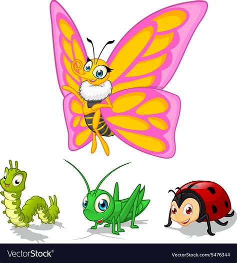 Insect Cartoon Character Pack One Royalty Free Vector Image