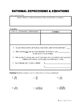 Algebra 2 Guided Notes: Rational Expressions & Equations | TPT