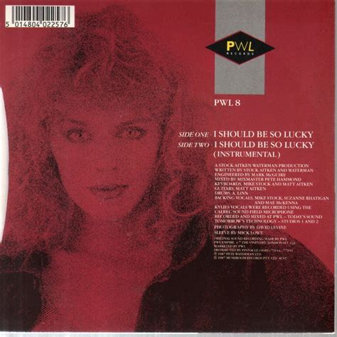 Kylie Minogue I Should Be So Lucky 7" vinyl UK Pwl 1987 paper label design - pic | eBay