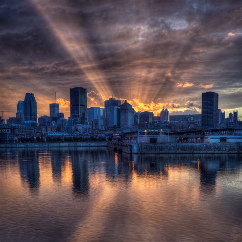 Sunshine Behind Montreal Skyline Photo | One Big Photo