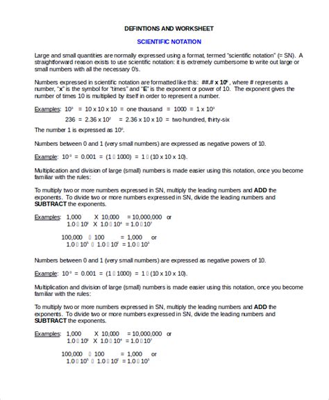 FREE 9+ Sample Scientific Notation Worksheet Templates in MS Word | PDF