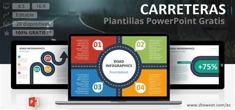 Plantillas Infográficas de Carreteras para PowerPoint - Showeet.com