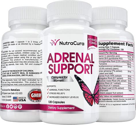 NutraCura Adrenal Support for Women - Adrenal Fatigue Supplement - 120 Capsules - Vitamins ...