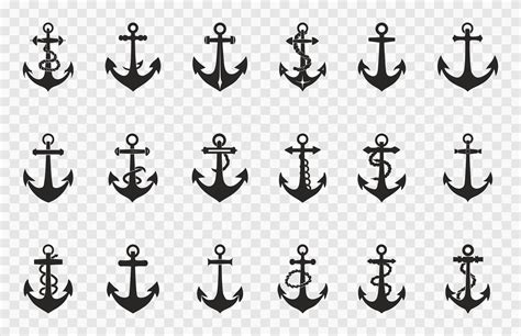 Anchor Vector black Silhouette set, Set of sea anchor symbol Bundle 35807783 Vector Art at Vecteezy